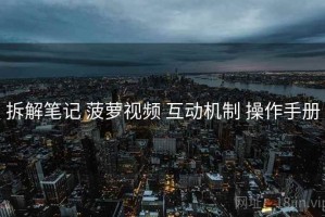拆解笔记 菠萝视频 互动机制 操作手册